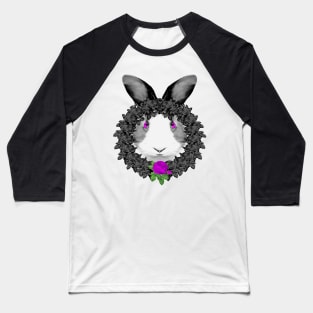 Rabbit Pink Rose Wreath Baseball T-Shirt